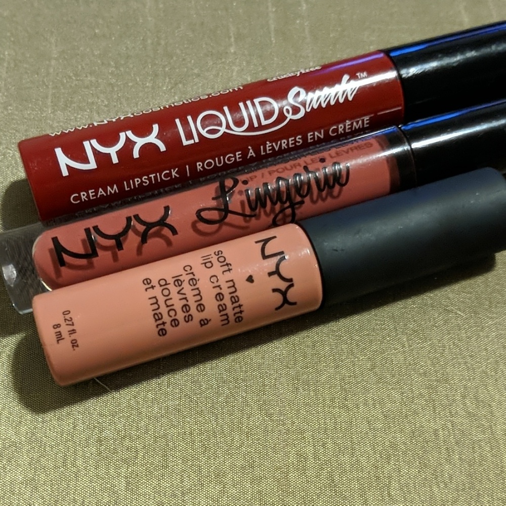 NYX liquid lipstick lot of 3- Lingerie Suede Cream